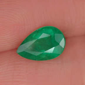 Émeraude vert naturelle en forme de poire, 0,72 ct, SI-I1