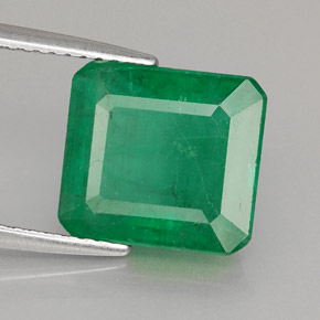 Émeraude vert naturelle taille émeraude, 4,15 ct, SI-I1