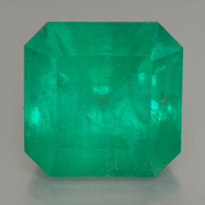 Émeraude vert naturelle taille émeraude, 14,03 ct, SI