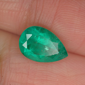 Émeraude vert naturelle en forme de poire, 1,40 ct, I1