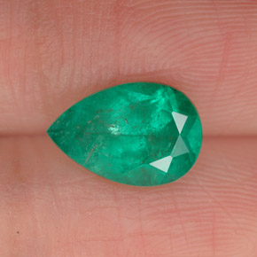 Émeraude vert naturelle en forme de poire, 1,40 ct, I1