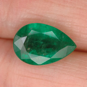 Émeraude vert naturelle en forme de poire, 1,86 ct, SI-I1