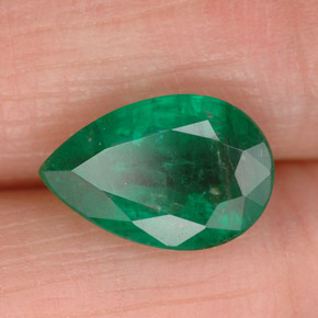 Émeraude vert naturelle en forme de poire, 1,86 ct, SI-I1