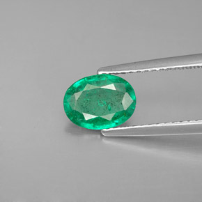 Émeraude vert naturelle coupe ovale, 0,95 ct, SI-I1