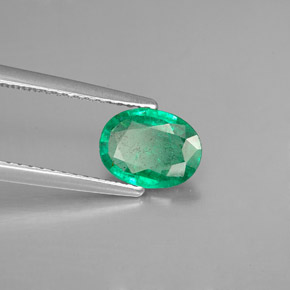 Émeraude vert naturelle coupe ovale, 0,95 ct, SI-I1