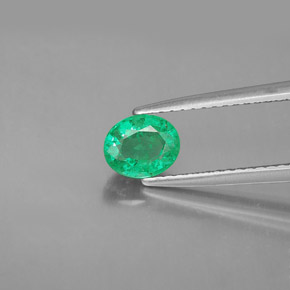 Émeraude Vert naturelle Coupe ovale, 0.74 ct, VS-SI