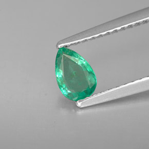 Émeraude vert naturelle en forme de poire, 0,39 ct, VS-SI