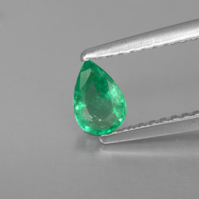 Émeraude vert naturelle en forme de poire, 0,35 ct, VS-SI
