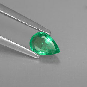 Émeraude vert naturelle en forme de poire, 0,35 ct, VS-SI