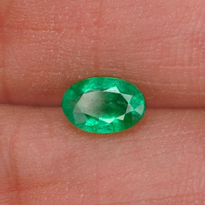 Émeraude vert naturelle coupe ovale, 0,44 ct, SI-I1