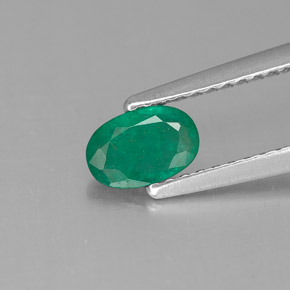 Émeraude vert naturelle coupe ovale, 0,41 ct, SI-I1