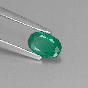Émeraude vert naturelle coupe ovale, 0,41 ct, SI-I1
