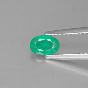 Émeraude vert naturelle coupe ovale, 0,44 ct, SI-I1