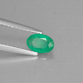 Émeraude vert naturelle coupe ovale, 0,44 ct, SI-I1