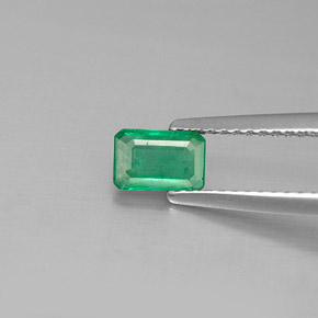 Émeraude vert naturelle taille émeraude, 0,46 ct, SI-I1