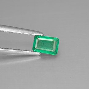 Émeraude vert naturelle taille émeraude, 0,44 ct, SI-I1