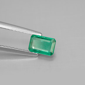 Émeraude vert naturelle taille émeraude, 0,54 ct, SI-I1