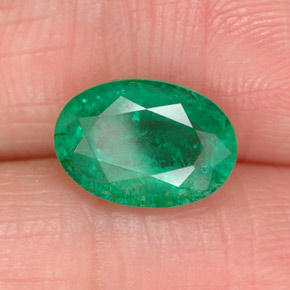 Émeraude vert naturelle coupe ovale, 1,64 ct, SI-I1