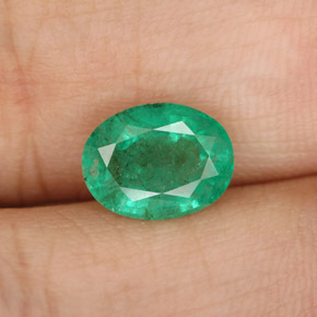 Émeraude vert naturelle coupe ovale, 1,54 ct, SI-I1