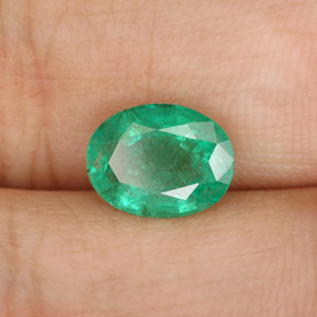 Émeraude vert naturelle coupe ovale, 1,54 ct, SI-I1