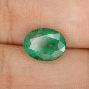 Émeraude vert naturelle coupe ovale, 1,61 ct, SI-I1