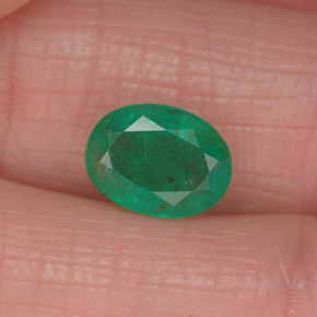 Émeraude vert naturelle coupe ovale, 1,25 ct, I1