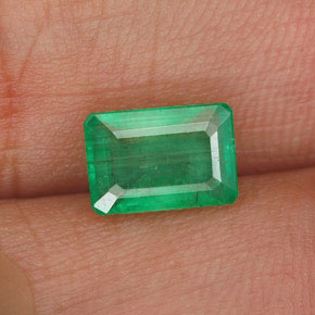Émeraude vert naturelle taille émeraude, 1,29 ct, I1