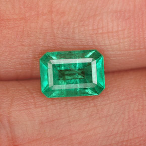 Émeraude vert naturelle taille émeraude, 0,83 ct, SI-I1