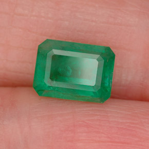 Émeraude vert naturelle taille émeraude, 0,93 ct, SI-I1