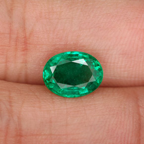 Émeraude vert naturelle coupe ovale, 1,58 ct, SI-I1