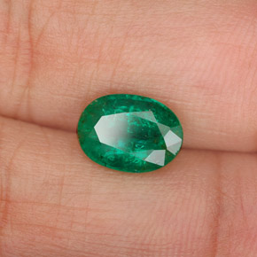 Émeraude vert naturelle coupe ovale, 1,62 ct, SI-I1