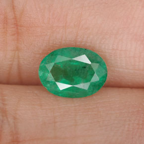 Émeraude vert naturelle coupe ovale, 1,05 ct, SI-I1