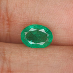 Émeraude vert naturelle coupe ovale, 1,26 ct, SI-I1