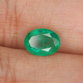 Émeraude vert naturelle coupe ovale, 1,26 ct, SI-I1