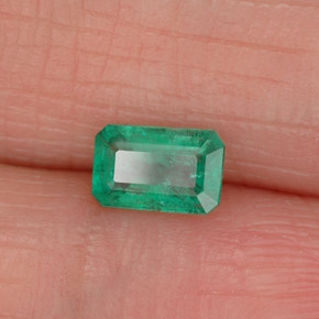 Émeraude vert naturelle taille émeraude, 0,43 ct, SI-I1