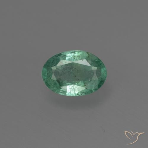 0.64ct Naturel Bleu vert Émeraude, ovale, SI