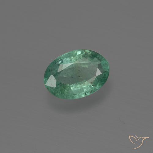 Émeraude Bleu vert naturelle ovale, 0.64 ct, SI