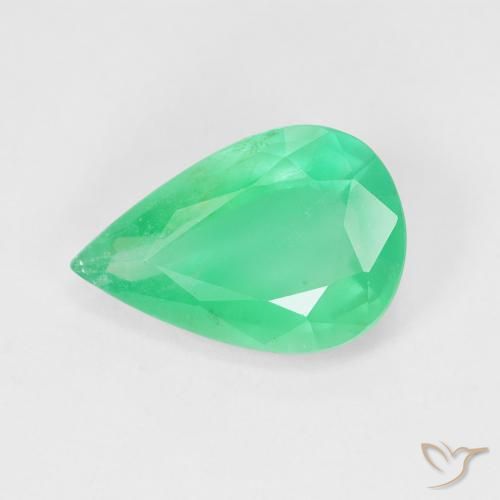3.54ct Naturel Vert clair Émeraude, En forme de poire, SI