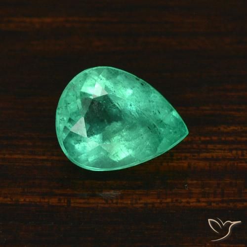 1.58ct Naturel Vert frais Émeraude, En forme de poire, SI-I1