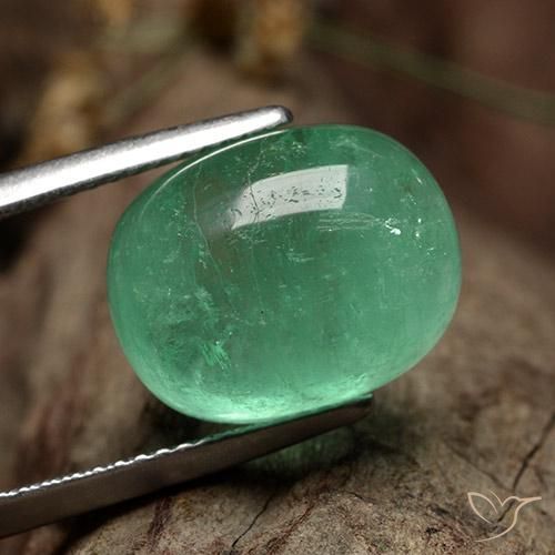 Émeraude Vert clair naturelle ovale, 9.62 ct, Translucide