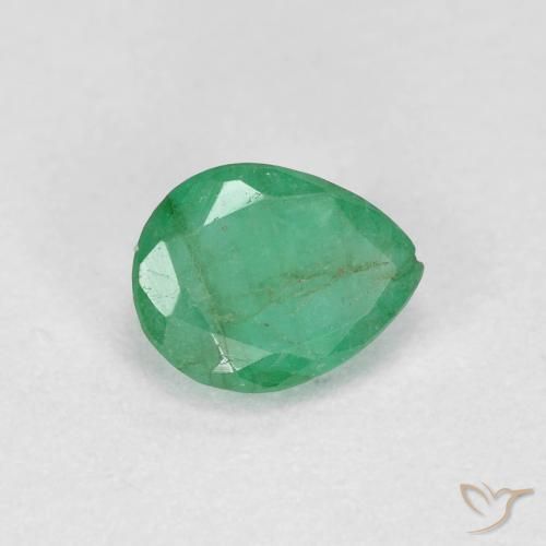 Émeraude Vert clair moyen naturelle En forme de poire, 0.41 ct, SI-I1
