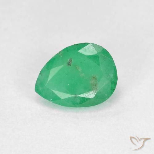 0.44ct Naturel Vert clair Émeraude, En forme de poire, SI-I1