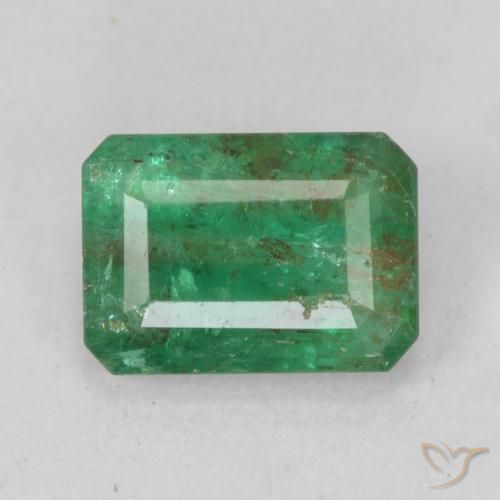 0.99ct Naturel Vert moyen Émeraude, Taille émeraude, SI-I1