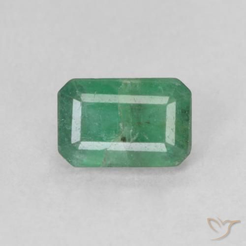0.57ct Naturel Bleu vert Émeraude, Taille émeraude, SI-I1