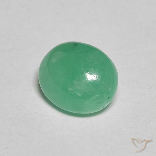 Émeraude Vert basilic léger naturelle ovale, 1.11 ct, Translucide