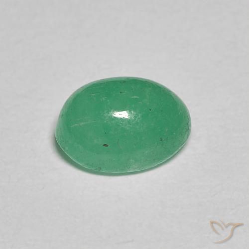Émeraude Vert trèfle naturelle ovale, 1.08 ct, Translucide