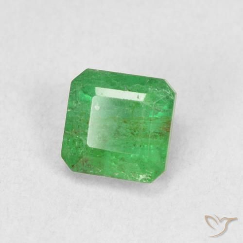 0.44ct Naturel Vert jaunâtre Émeraude, Taille émeraude, SI