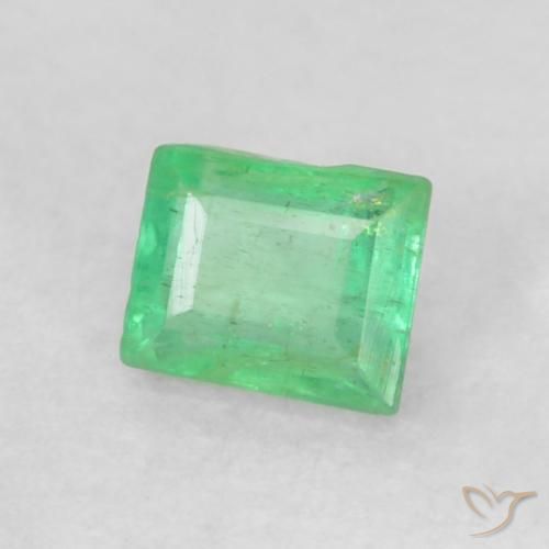 Émeraude Vert trèfle léger naturelle Baquette, 0.18 ct, VS