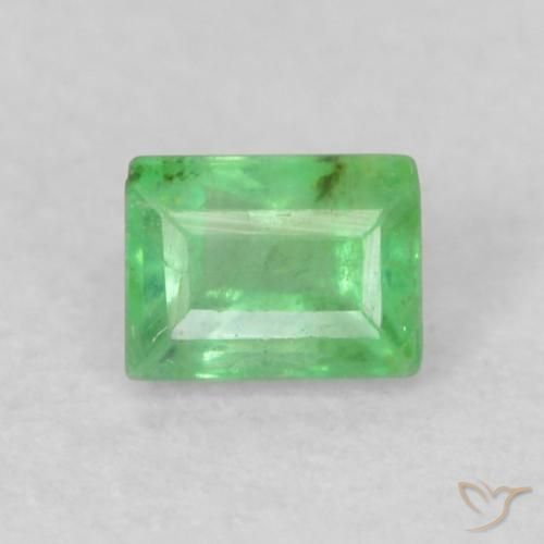 0.16ct Naturel Vert trèfle léger Émeraude, Baquette, VS-SI