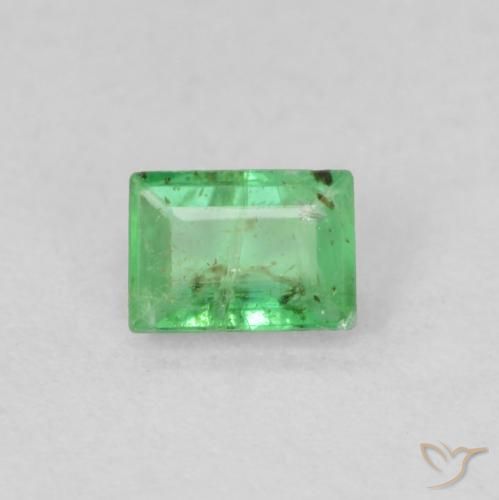 Émeraude vert naturelle baguette, 0,19 ct, VS